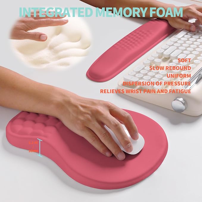 2-in-1 Ergonomic Set, Wave Rise Keyboard Wrist Rest and Massage Bulge Slope - Image 4