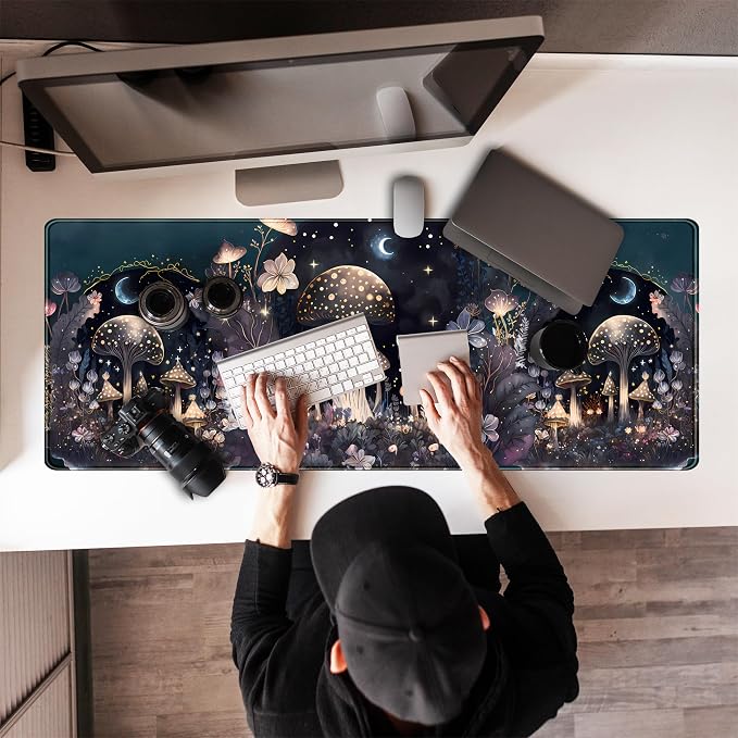 Cute Dark Mushroom Moon Night Mouse Pad XL Extended Gaming Mat - Image 7