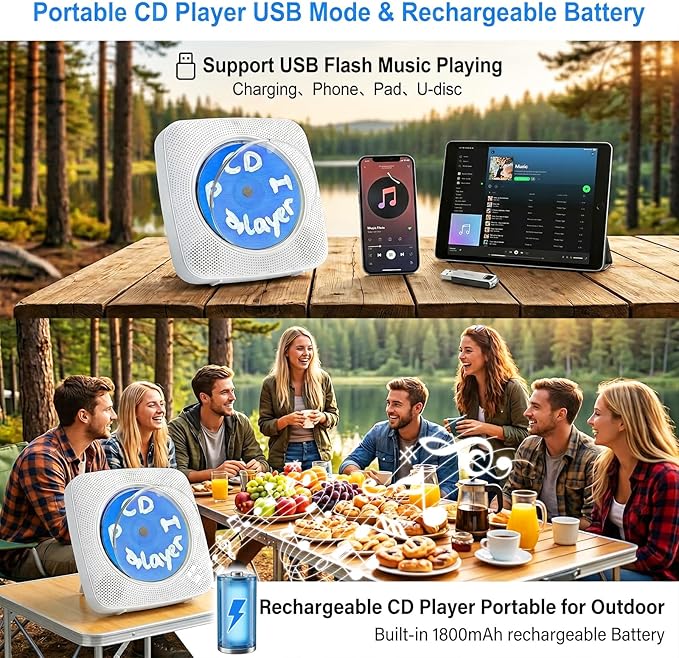 Gueray CD Player Portable Bluetooth: Mini CD Player - Image 5