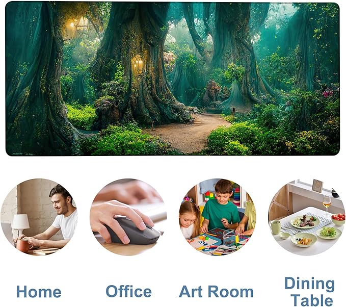 Gaming Desk Pad Large Extra Length Mysterious Forest Mouse Pad Keyboard Laptop - Image 5