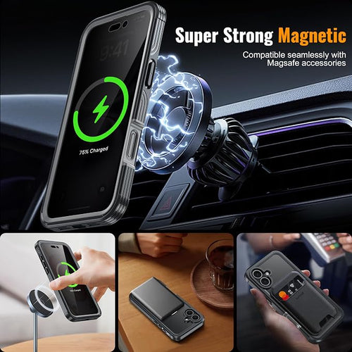 360° Protection Magnetic for iPhone 16 Case Built-in 9H Privacy Screen - Image 2