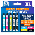 Reluen 5-Pcs 822XL Printer Ink Cartridges – High Capacity 2 Black & 3 Standard by Reluen
