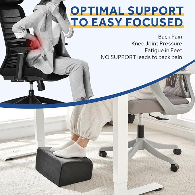 Foot Rest for Under Desk at Work, Adjustable Footrest for Office Chair & Gaming - Image 3