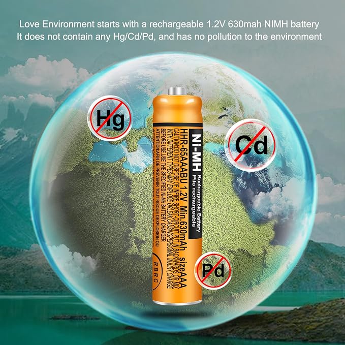 8 Pack HHR-65AAABU NI-MH Rechargeable Batteries 1.2V 630mAh AAA Battery - Image 5