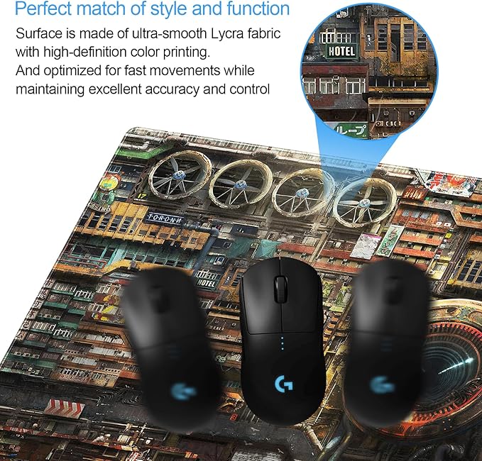 Futuristic Fantasy Mouse Pad, Cyberpunk Style Desk Mat, Extended XL Gaming - Image 3
