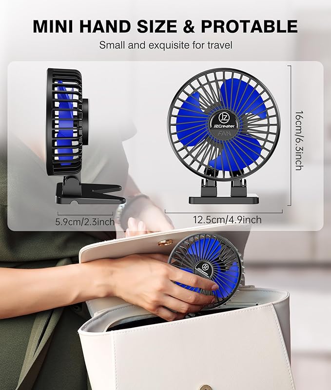 JZCreater USB Desk Fan, Mini Fan Portable, 3 Speeds Desktop Table Cooling Fans - Image 6