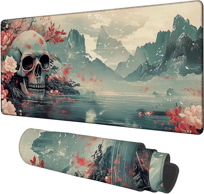Gaming Desk Pad Large Extra Length Evil-Looking Skull Mouse Pad Keyboard Laptop by Unknown