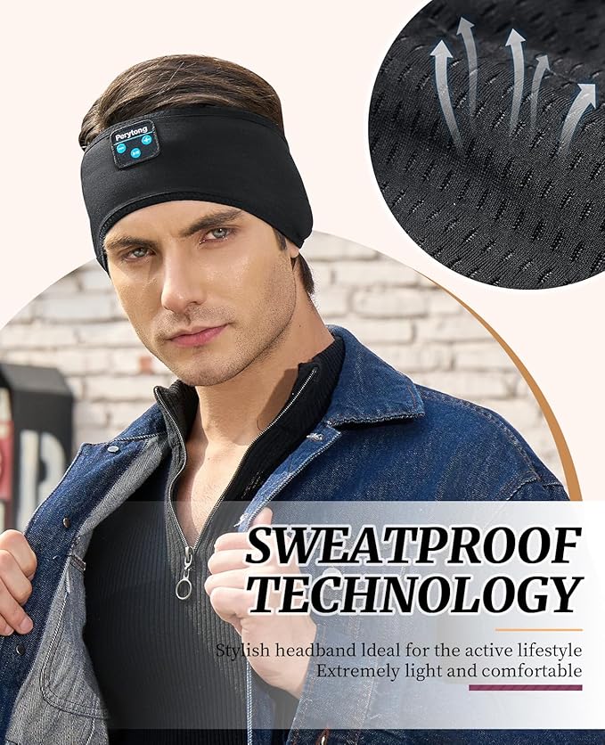 Perytong Sleep Headphones Bluetooth Headband Wireless Headphone Headband - Image 3