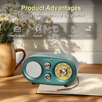 Oncheer Portable Retro Vintage Bluetooth Speaker Radio, FM/AM/SW 3 Band - Image 3