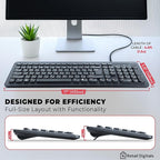 Wired USB Keyboard | Full-Sized | Ergonomic | Soft Typing | QWERTY Layout | - Image 3