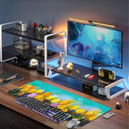 Tulips Flowers Desk Mat, Large Yellow and Violet Tulip Flowers Gaming Keyboard - Image 6