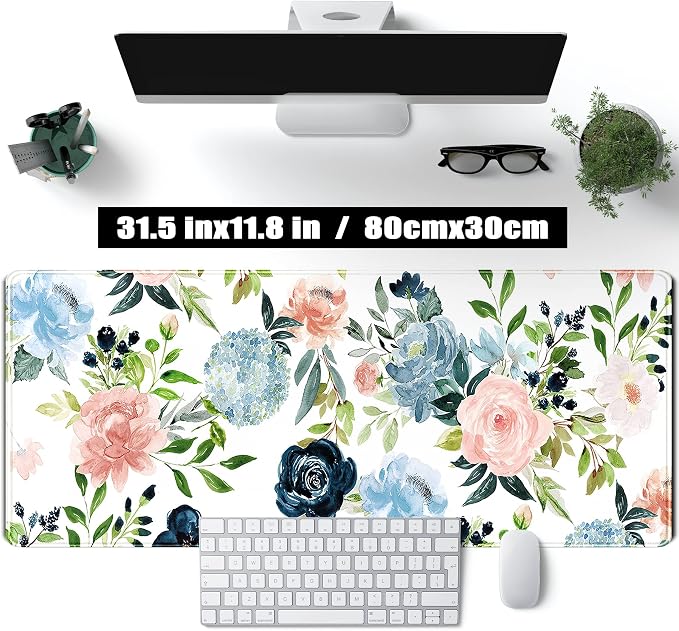 Gaming Green Desk Mat Desk Mouse Pads Purple Blue Pink Floral Mouse Pad Large - Image 2