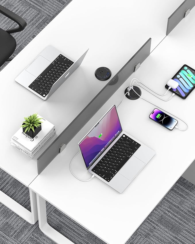 Jgstkcity 65W USB-C Hidden Desktop Power Grommet: 1 AC Outlet, 8 USB Charging - Image 6