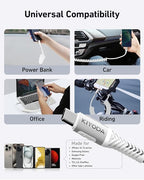 USB C to C Cable 6ft for Car, Coiled Braided USB Type C Cable 66W Fast Charging - Image 7