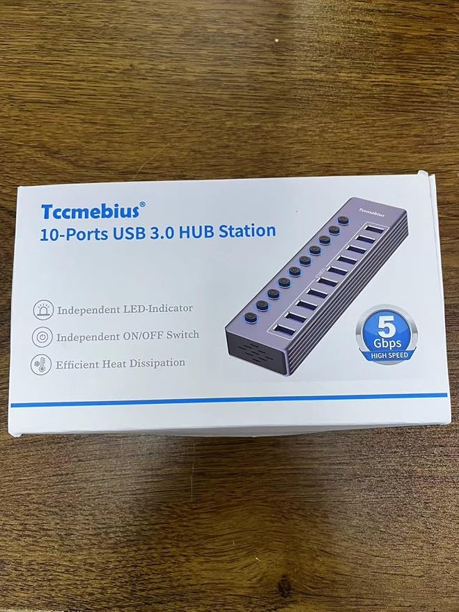 Powered 10-Port USB 3.0 Hub, USB C to 10 Ports USB Data Hub Splitter - Image 10