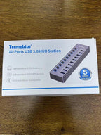Powered 10-Port USB 3.0 Hub, USB C to 10 Ports USB Data Hub Splitter - Image 10