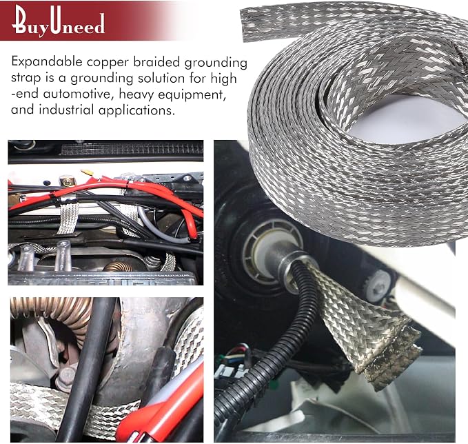 Tinned Copper Metal Braid Sleeving Wire Shielding Sleeve Braided Copper Ground - Image 9