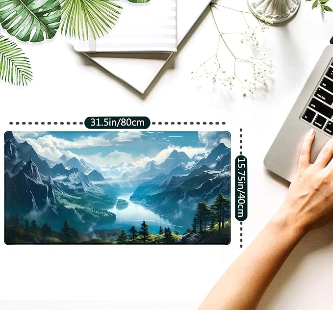 Aesthetic Mountain Vista Desk Mat, Computer Keyboard and Mouse Mat, Desk Pad - Image 2