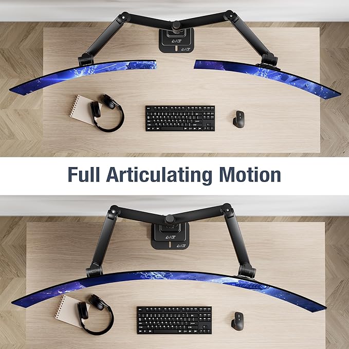 AVLT Dual 57 Inch Heavy Duty Stacking Monitor Arm Pole Top Mount - Image 6