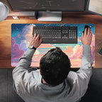 Cool Pink Desk Mat Pastel Clouds Large XXL Gaming Mouse Pad Non-Slip Rubber - Image 7