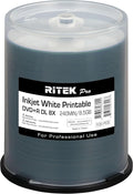 100 Pack Ritek Pro DVD+R DL Dual Layer 8X 8.5GB White Inkjet Hub Printable by Ritek+Pro