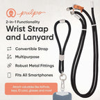 Pulpo 2-in-1 Cell Phone Wrist Strap and Lanyard Black - Image 2