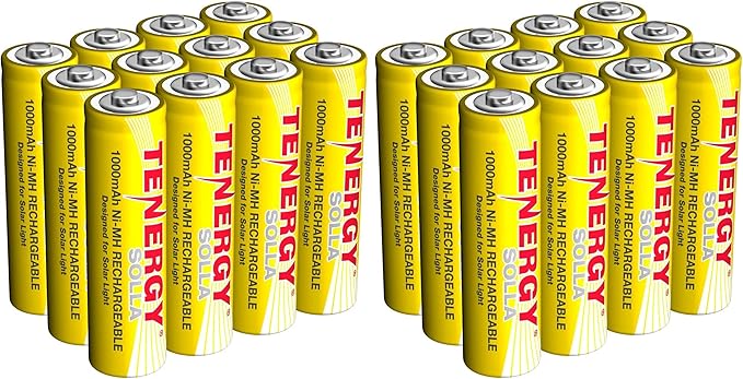 Tenergy Solla Rechargeable NiMH AA Battery, 1000mAh Solar Batteries by Tenergy