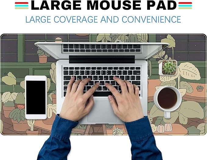 Cute Desk Mat Kawaii Bear Mousepad Cute Anime Plant Desk Protector, Kawai - Image 3
