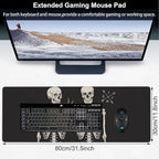 Human Skeletons Best Friends Desk Mat, Large Gothic Human Skeleton Gaming - Image 2
