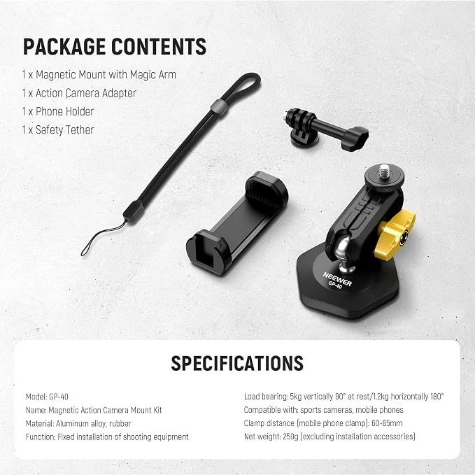 Neewer Magnetic Action Camera Car Mount Kit - Image 9
