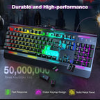 TECKNET Wired Gaming Keyboard, USB Wired Computer Keyboard, 15-Zone RGB - Image 4