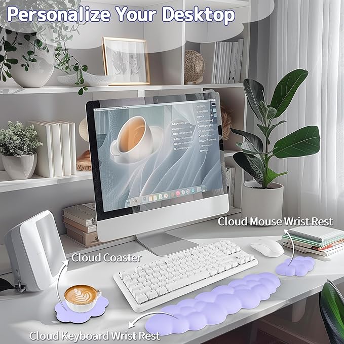 Cloud Wrist Rest Keyboard, Cloud Keyboard Wrist Pad Set - Image 2