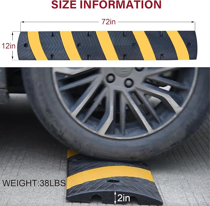 Orangestar 6Ft Rubber Speed Bump, 2 Channel Speed Hump w/4 Bolts - Image 6