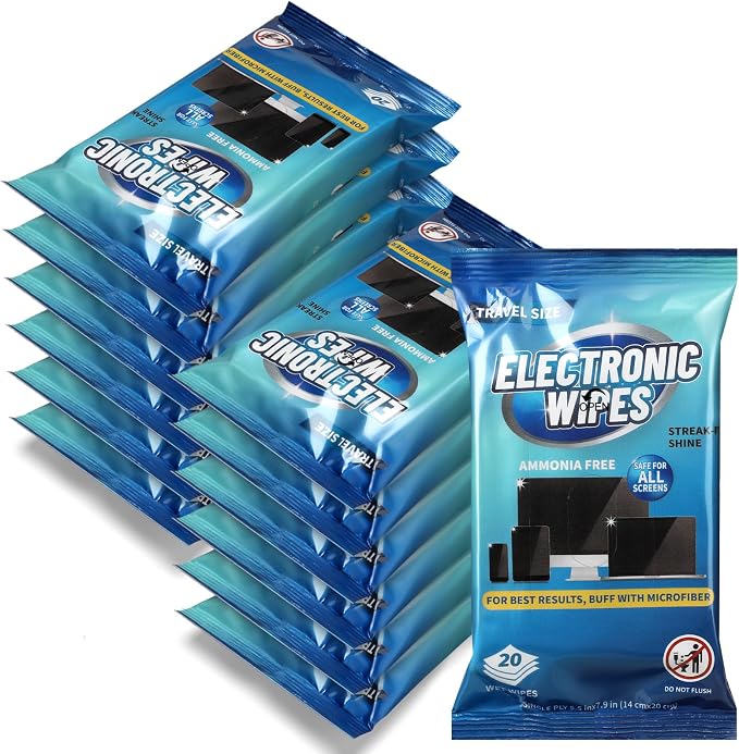 240 Count Electronic Cleaning Wipes 12 Pack Pre Moistened Screen Wipes by Threlaco