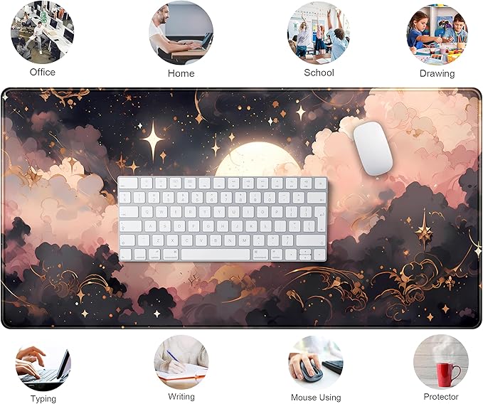 Pink Black Clouds Desk Mat XXL Large Extended Gaming Mouse Pad Celestial - Image 6