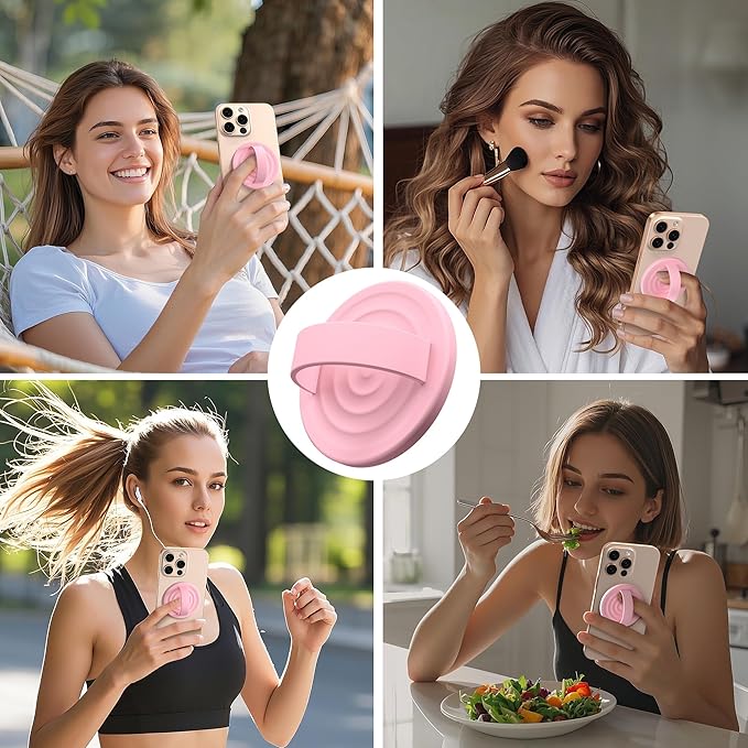 Magnetic Phone Ring Grip Holder, Silicone Finger Loop Grip, Compatible - Image 2