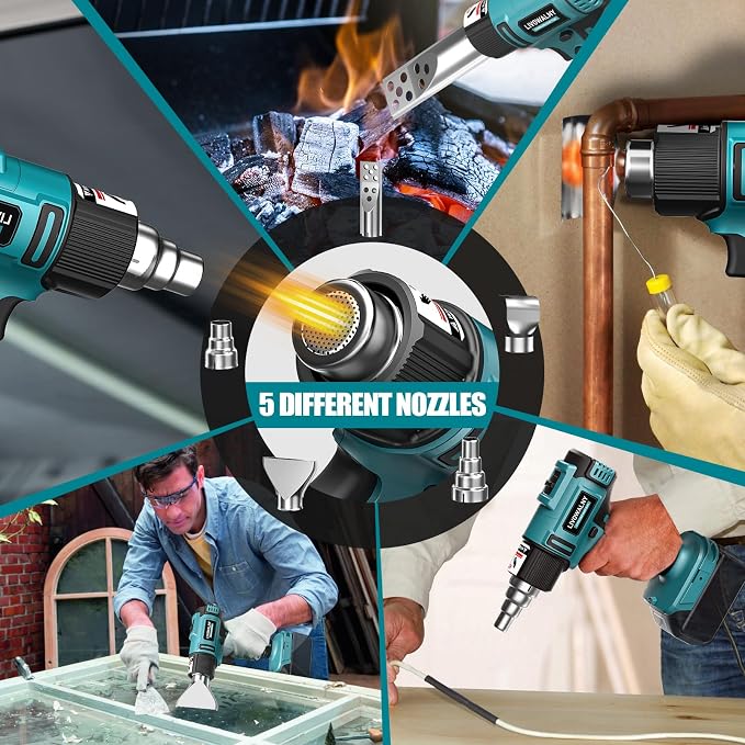 LIVOWALNY Cordless Heat Gun Compatible - 350W 122℉-1022℉ Adjustable Portable - Image 6