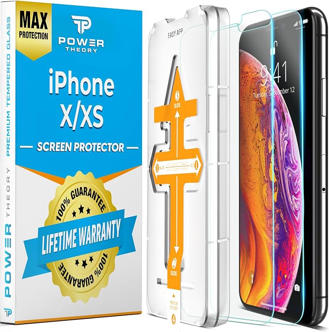 Power Theory Designed for iPhone X, iPhone Xs Screen Protector Tempered Glass by POWERTHEORY