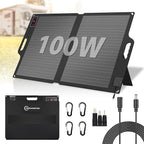 100W 22V ETFE Folding Portable Solar Panel, IP67 Waterproof Foldable 24% High by Voominhtec