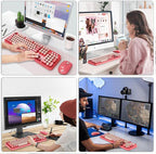 Wireless Keyboard and Mouse Combo, 104 Round Keys Cute Colorful Keyboard and - Image 7