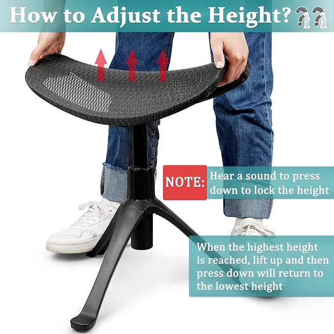 Footrest for Desk Adjustable Height 2-in-1 Function Rotatable Ergonomic Under - Image 3