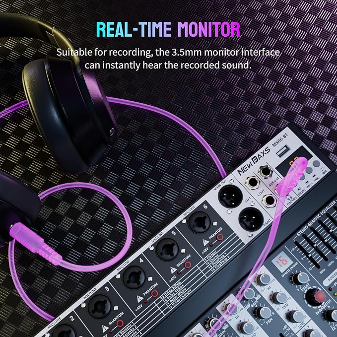 Professional Audio Mixer, 6 Channel Audio Interface Sound Board Mixing Console - Image 5