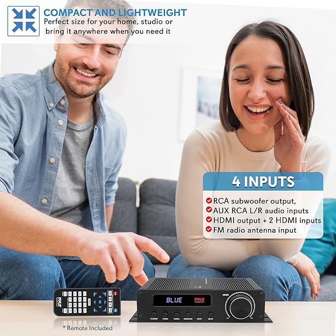 Pyle Wireless Bluetooth Home Audio Amplifier - 100W 5 Channel Home Theater - Image 4