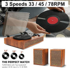 Vinyl Record Player with External Speakers, 3 Speed Bluetooth Turntable - Image 9