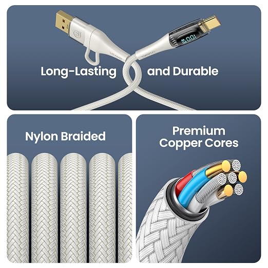 USB C to Multi Charging Cable, USAMS 100W 4FT 5A Type C to Type C Fast Charger - Image 5
