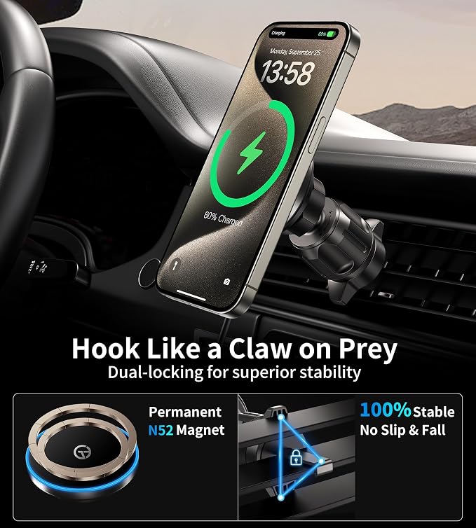 for MagSafe Car Mount Charger Dash/Windshield/Vent Wireless Car Charger with - Image 8