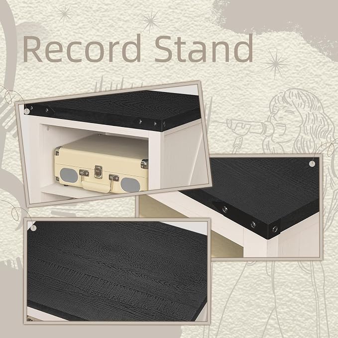 Record Player Stand with Vinyl Record Storage Holds up to 160 Albums, Large - Image 6