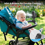 Misting Baby Stroller Fan, 4000mAh Rechargeable Battery Operated, 270°Pivoting - Image 2