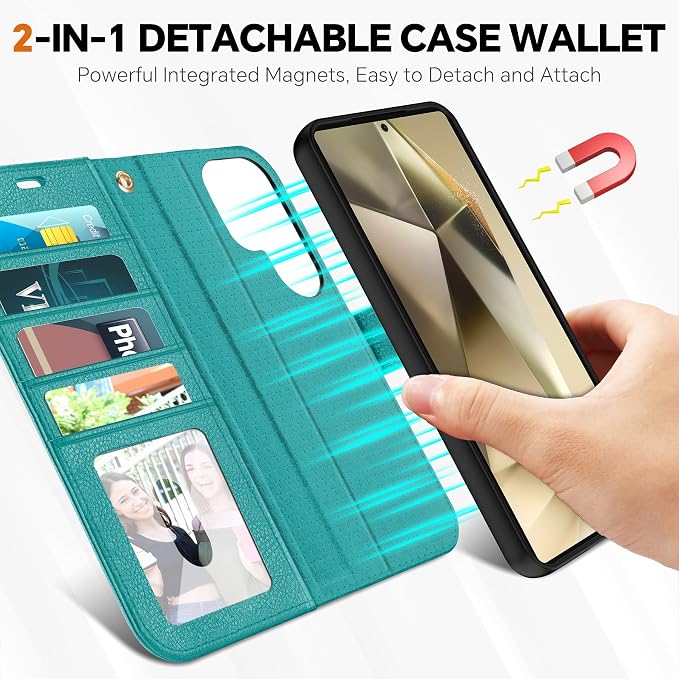 TUCCH Case Wallet for Galaxy S25 Ultra, Detachable RFID Blocking 4 Card Holder - Image 3