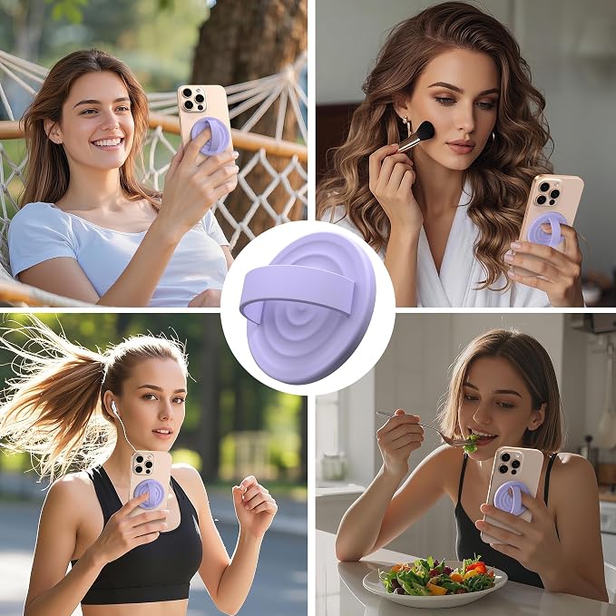 Magnetic Phone Ring Grip Holder, Silicone Finger Loop Grip, Compatible - Image 2
